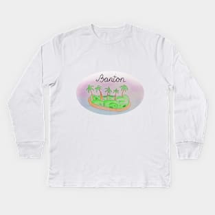 Banton watercolor Island travel, beach, sea and palm trees. Holidays and rest, summer and relaxation Kids Long Sleeve T-Shirt